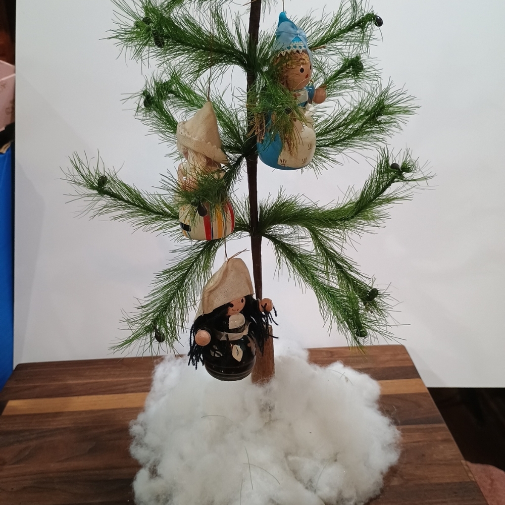 Vintage Christmas Tree Ornaments Wood Circa 70's